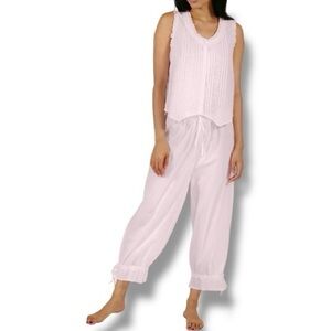 La Cera Sleeveless Bloomer Pajama Set Romantic Cottage Prairie Victorian 2X Pink